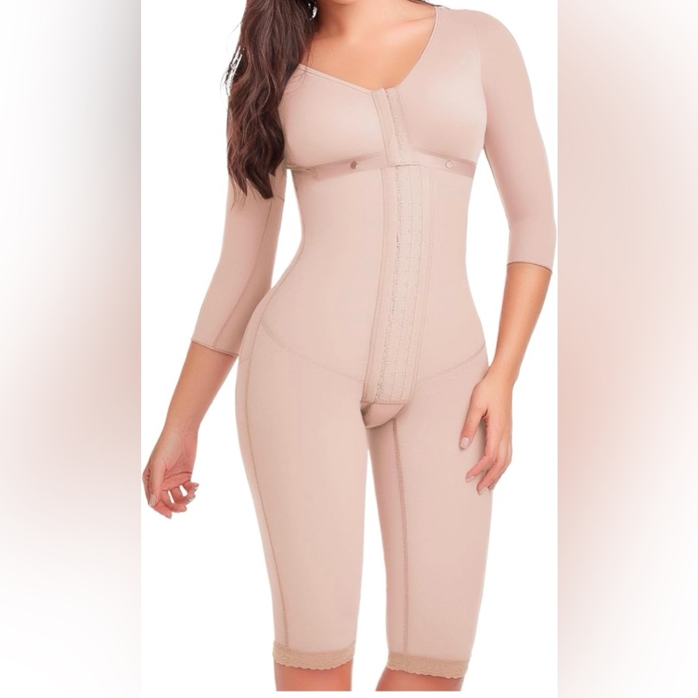Post-Op BBL High Compression Faja Long Sleeve, Knee Length with built-in bra